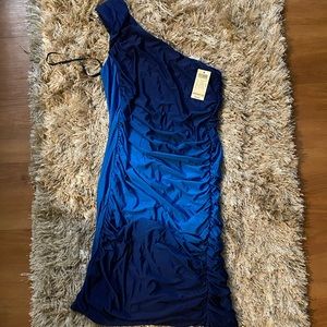 One shoulder ombre dress